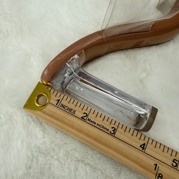 ZARA Women Transparent Clear Strap Block Heel Mules Tan Size 37 US 6.5 - Picture 8 of 8